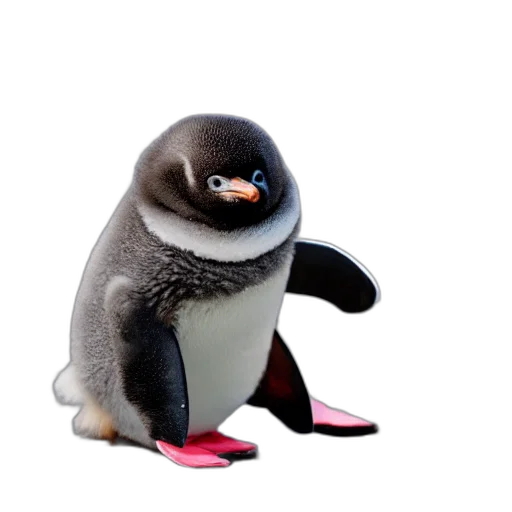 animal, shoes, creature, staff, 3d render, vaporwave, baby, penguin transparent PNG cut-out
