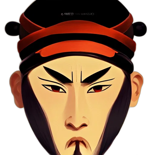 face, mask, crown, staff, cartoon, anime, 3d render, concept art transparent PNG cut-out