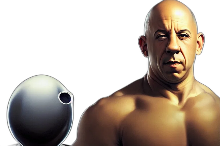 robot, photorealistic, 3d render, concept art, comic book art, vin, diesel, egg transparent PNG cut-out