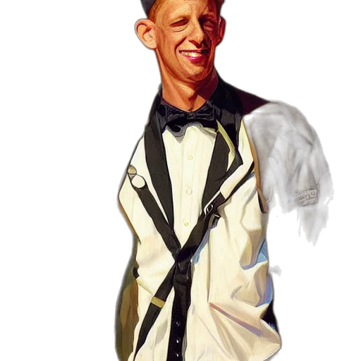 jacket, staff, face, concept art, photorealistic, cartoon, oil painting, tony transparent PNG cut-out