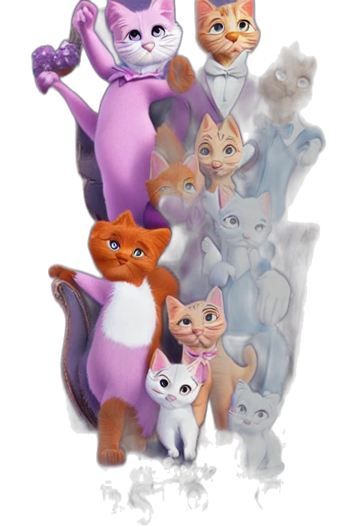 staff, concept art, 3d render, fantasy art, aristocats, movie, poster, cgi transparent PNG cut-out