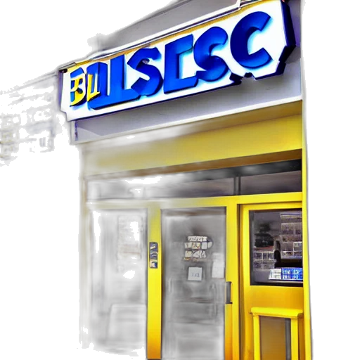 3d render, blockbuster, store, front, wide, lens, shot transparent PNG cut-out