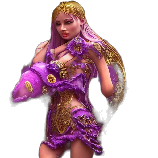 fantasy art, concept art, 3d render, comic book art, golden, princess, amethyst, ornate transparent PNG cut-out