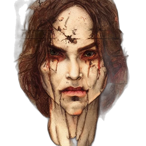 face, fantasy art, concept art, watercolor transparent PNG cut-out