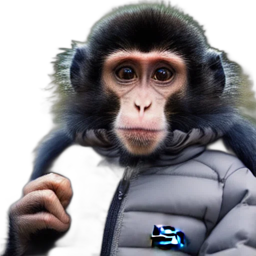 animal, creature, jacket, face, photorealistic, 3d render, concept art, cartoon transparent PNG cut-out