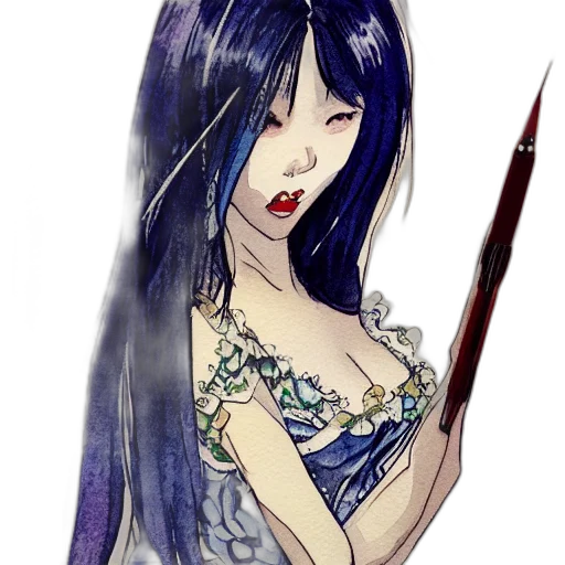 staff, dress, fantasy art, concept art, anime, watercolor, fire, blue transparent PNG cut-out