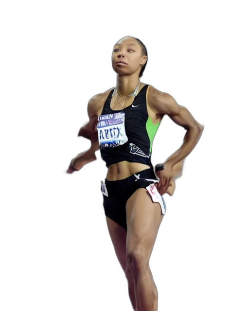 allyson, felix, crouching, meter transparent PNG cut-out