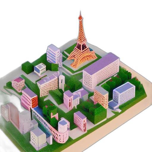 building, 3d render, concept art, vaporwave transparent PNG cut-out
