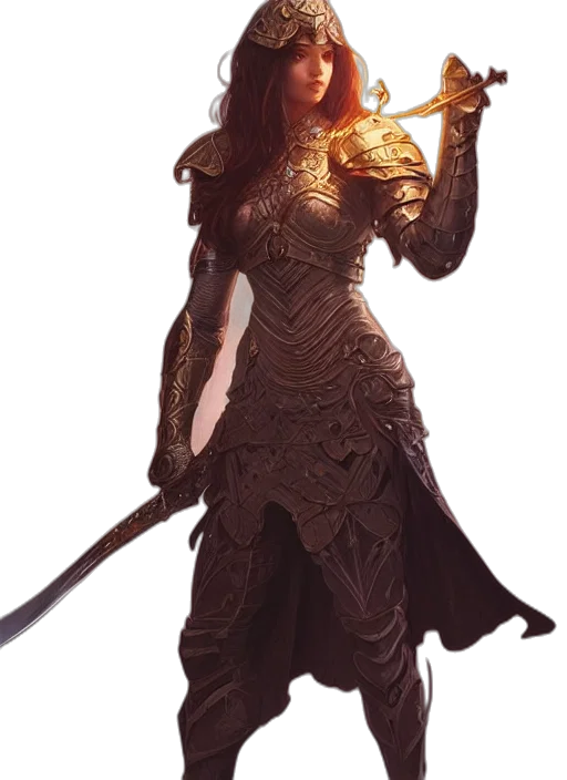 staff, sword, weapon, dress, concept art, fantasy art, 3d render, comic book art transparent PNG cut-out