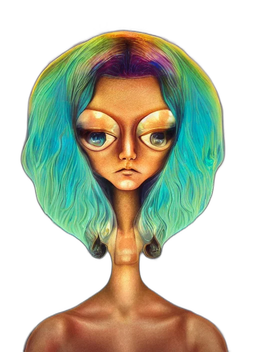 hair, face, staff, mask, concept art, cartoon, fantasy art, 3d render transparent PNG cut-out