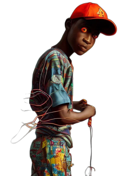 robot, staff, creature, face, cyberpunk, concept art, photorealistic, 3d render transparent PNG cut-out
