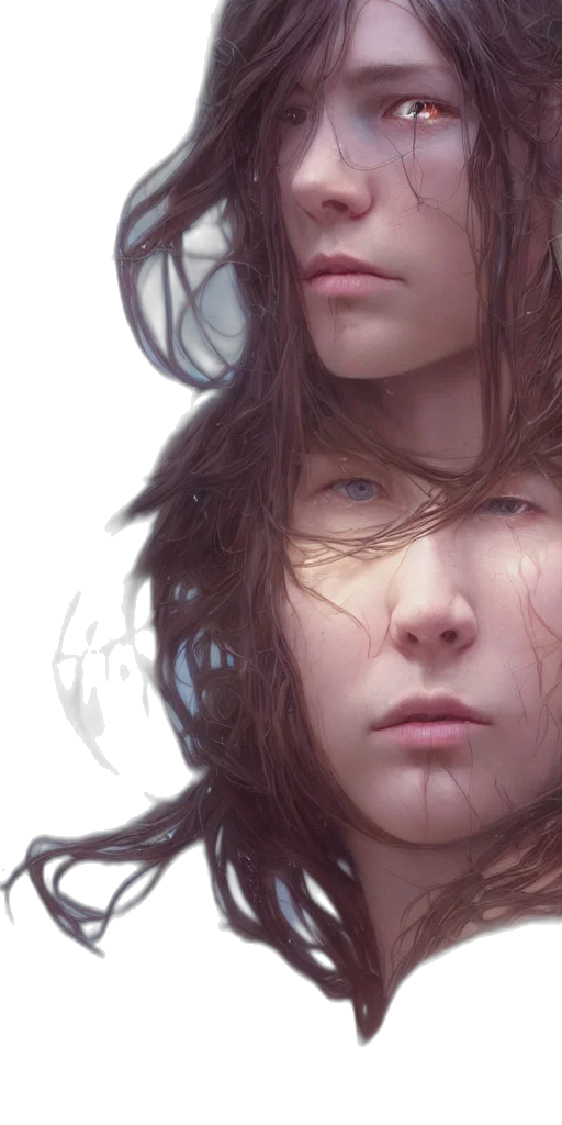 hair, face, photorealistic, concept art transparent PNG cut-out