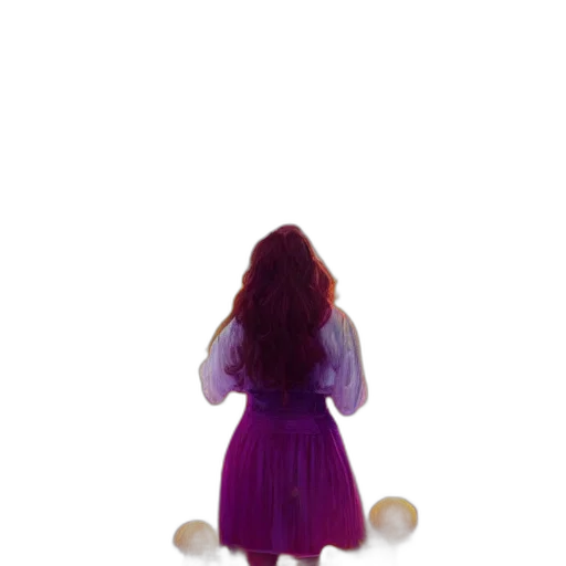 dress, hair, jacket, staff transparent PNG cut-out