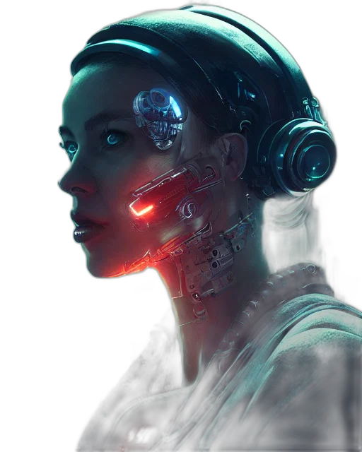 robot, face, mask, jewelry, cyberpunk, concept art, fantasy art, comic book art transparent PNG cut-out