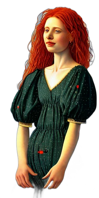 dress, jewelry, staff, crown, 3d render, photorealistic, fantasy art, concept art transparent PNG cut-out