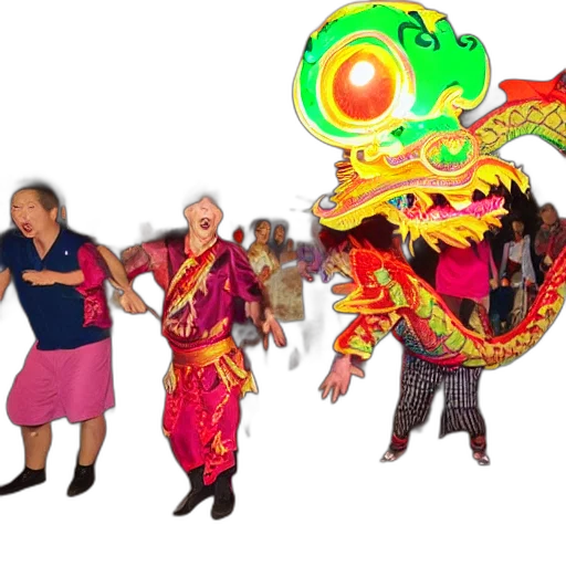 dragon, mask, staff, 3d render transparent PNG cut-out