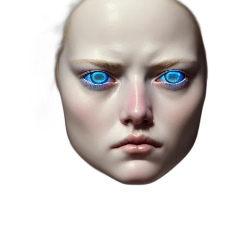face, mask, robot, creature, 3d render, photorealistic, concept art, cyberpunk transparent PNG cut-out