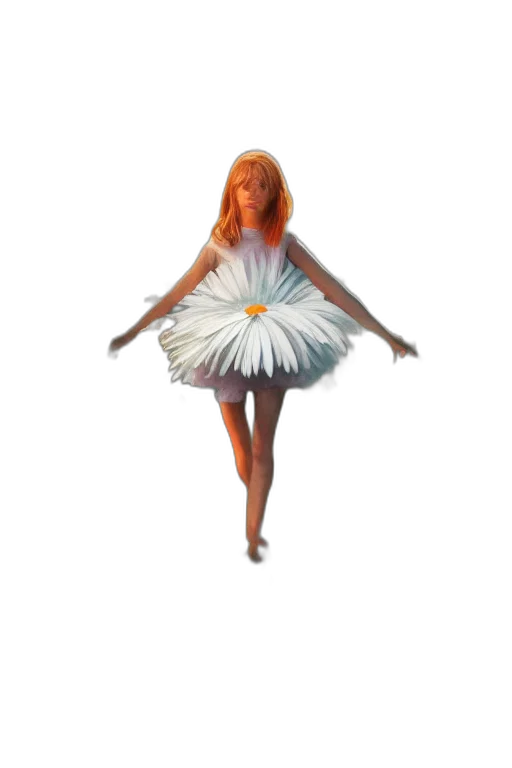dress, flower, creature, staff transparent PNG cut-out