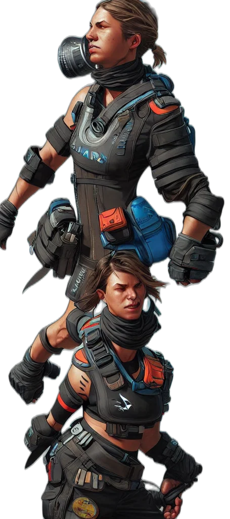 weapon, jacket, staff, face transparent PNG cut-out