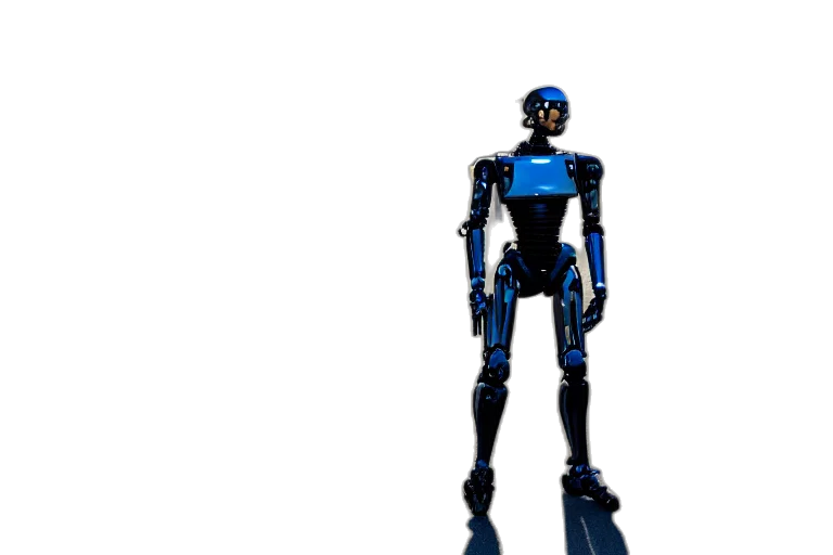 robot, 3d render, concept art, pixel art, cyberpunk, blue, real, life transparent PNG cut-out