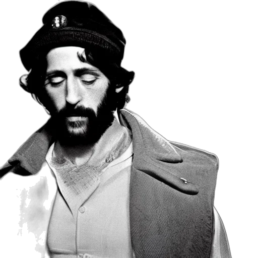 jacket, hat, face, photorealistic, concept art, film, still, serpico transparent PNG cut-out