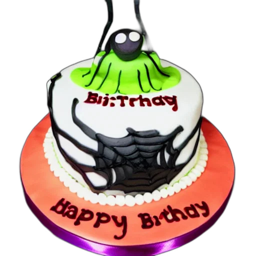 3d render, spider, birthday, cake transparent PNG cut-out