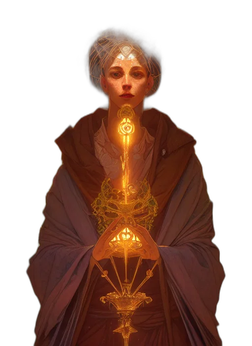 staff, crown, face, creature, concept art, fantasy art, cyberpunk, comic book art transparent PNG cut-out