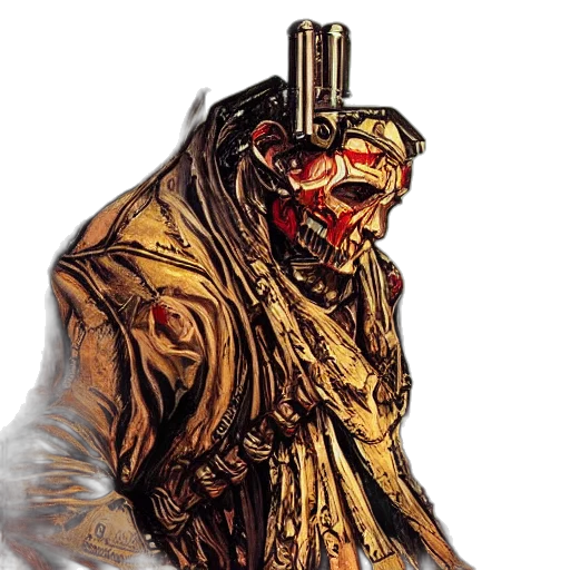 mask, face, staff, creature, concept art, comic book art, cyberpunk, fantasy art transparent PNG cut-out