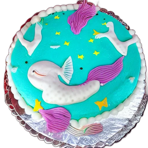 3d render, vaporwave, underwater, pastel, mermaid, themed, birthday, cake transparent PNG cut-out