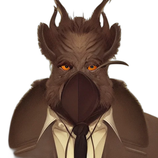 mask, staff, face, animal, concept art, fantasy art, pixel art, watercolor transparent PNG cut-out