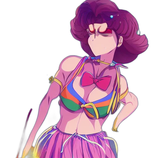 dress, staff, vaporwave, concept art, pixel art, anime, neon, colorful transparent PNG cut-out