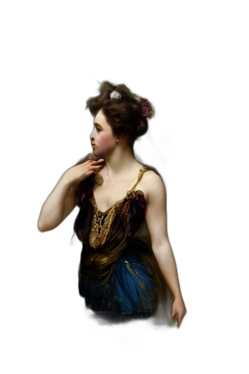dress, jewelry, staff, face transparent PNG cut-out