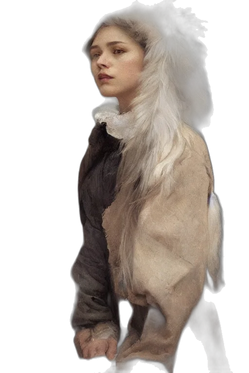 jacket, hair, staff, dragon, fantasy art, concept art, photorealistic, 3d render transparent PNG cut-out