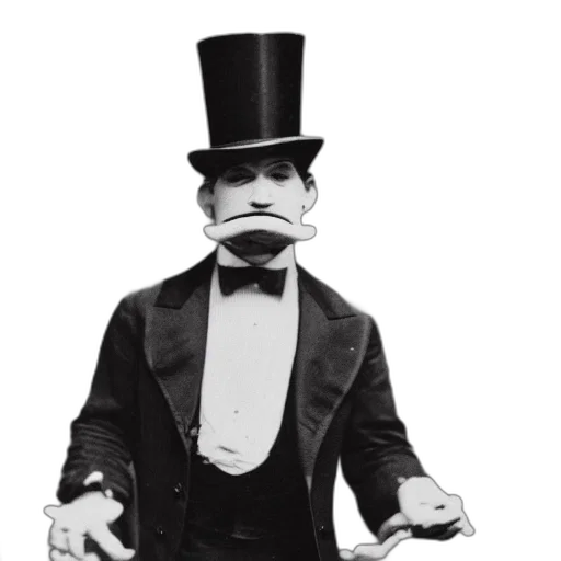 staff, hat, mask, robot, 3d render, concept art, old, timey transparent PNG cut-out