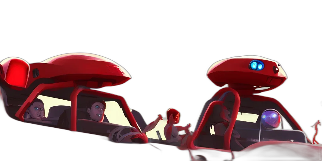 car, robot, concept art, 3d render transparent PNG cut-out