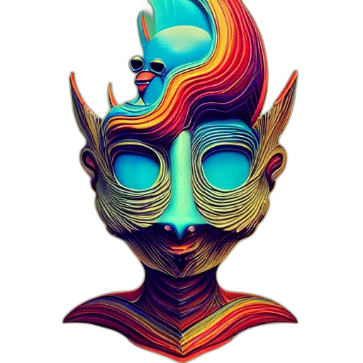 mask, face, crown, staff, fantasy art, concept art, pixel art, 3d render transparent PNG cut-out