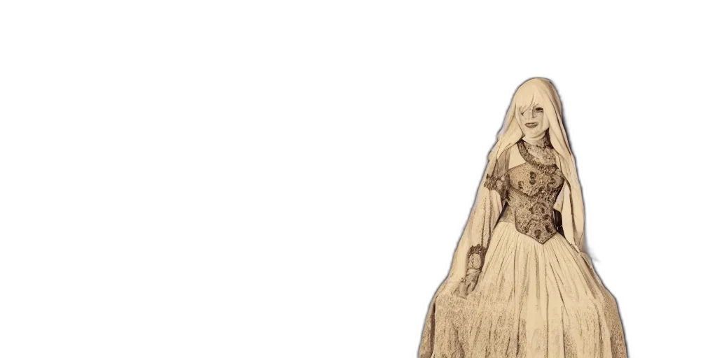dress, mask, face, hair, concept art, fantasy art, 3d render, pencil sketch transparent PNG cut-out