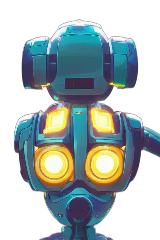 robot, 3d render, concept art, pixel art, cyberpunk, blue, metabots, medabots transparent PNG cut-out