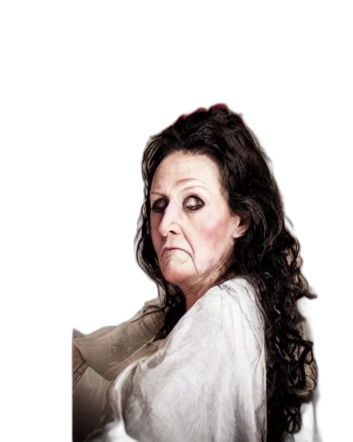 face, mask, photorealistic, concept art, middle, aged, woman, looks transparent PNG cut-out