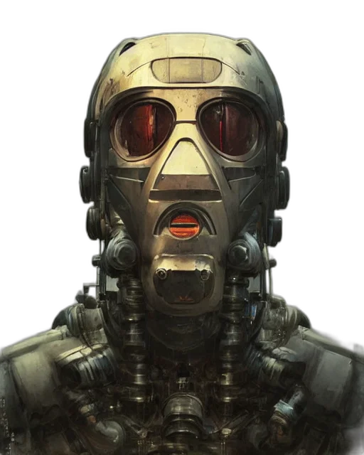 robot, mask, face, cyberpunk, concept art, comic book art, 3d render, golden transparent PNG cut-out