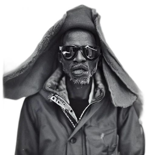 jacket, face, staff, animal, photorealistic, comic book art, concept art, wet transparent PNG cut-out