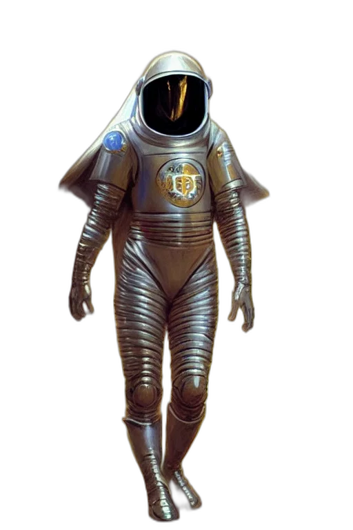 robot, mask, staff, jacket, concept art, comic book art, 3d render, outer space transparent PNG cut-out