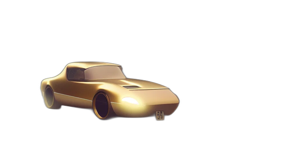 car, weapon, 3d render, concept art, photorealistic, vaporwave, golden, parked transparent PNG cut-out