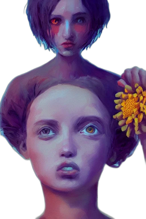 face, crown, mask, flower, fantasy art, photorealistic, concept art, oil painting transparent PNG cut-out