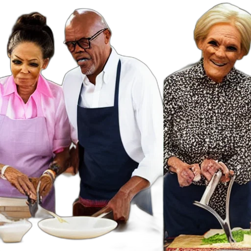 samuel, jackson, mary, berry, cooking, together transparent PNG cut-out