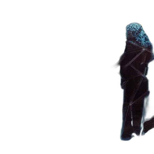 jacket, umbrella, robot, hair, concept art, 3d render, pixel art, watercolor transparent PNG cut-out