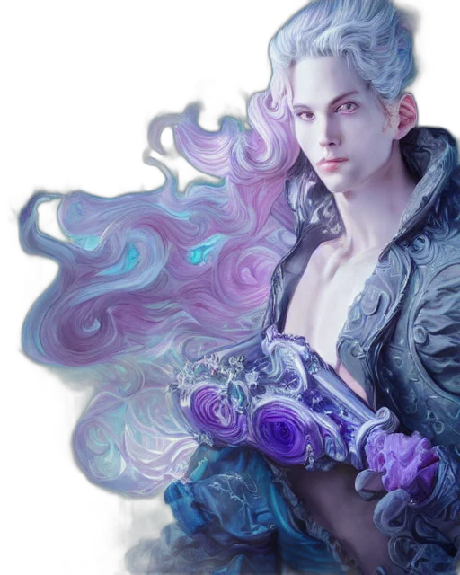jacket, dragon, hair, flower transparent PNG cut-out
