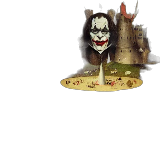 mask, concept art, 3d render, fantasy art, watercolor, joker, drama, chaos transparent PNG cut-out