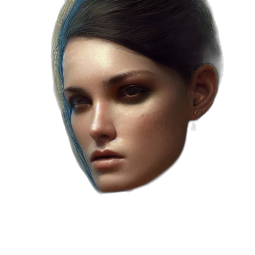 face, mask, hat, hair, photorealistic, concept art, 3d render, fantasy art transparent PNG cut-out