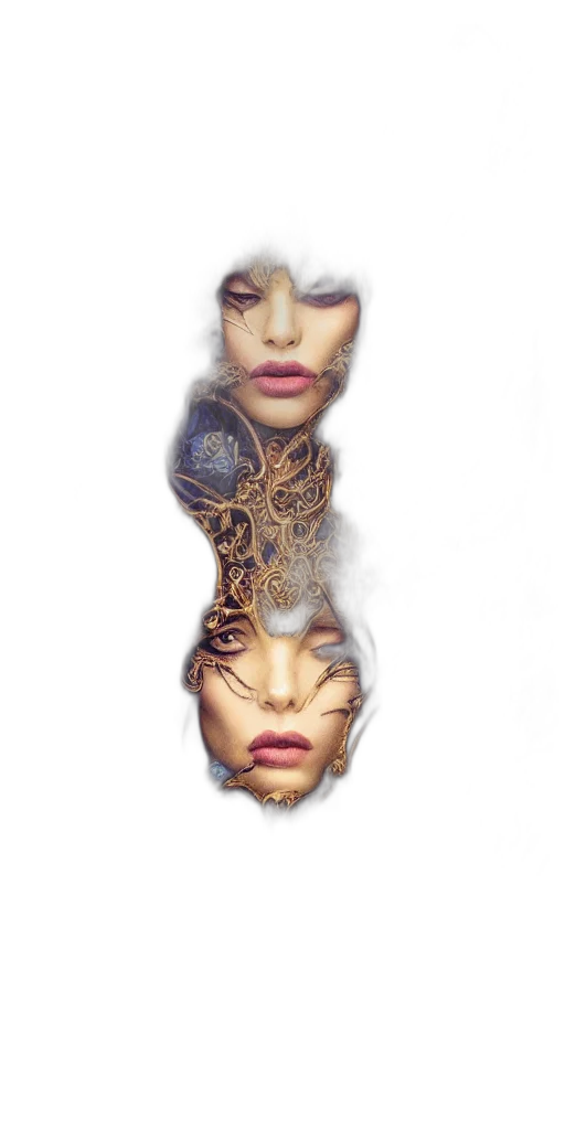 mask, crown, face, hair, photorealistic, fantasy art, 3d render, concept art transparent PNG cut-out